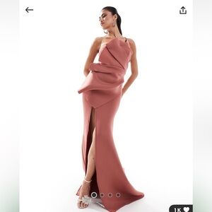 Rose pink evening statement evening gown dress
